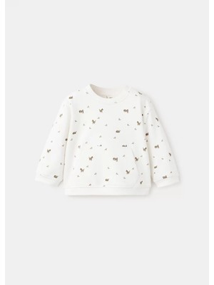 Mango Desenli Pamuklu Sweatshirt