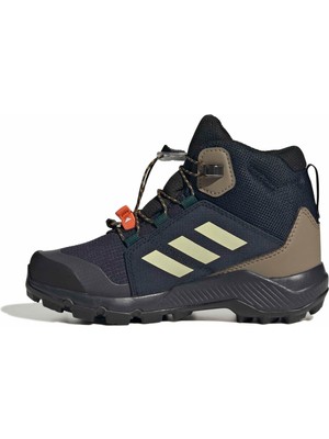Aesco Adidas Unisex Kids Terrex Mid Gore-Tex Yürüyüş Ayakkabısı, Legend Ink Dual Yellow Olive Strata, 30 Eu
