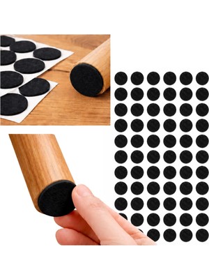 Aesco Yapışkanlı Keçe Ped, Siyah, Yuvarlak, Sandalye Koltuk Ayağı Için, Zemin Koruma, Gürültü Önleme (15MM)