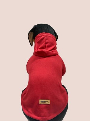 Die Grup Monopetz Kapişonlu Sweatshirt Köpek ve Kedi Kıyafeti - Düz Kırmızı Xs Beden