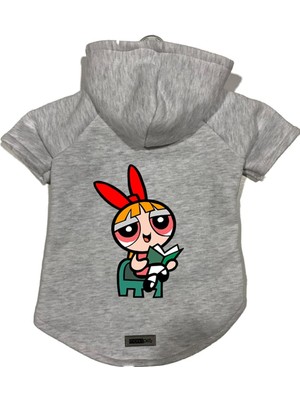 Die Grup Monopetz Kapişonlu Polar Sweatshirt Köpek ve Kedi Kıyafeti & Elbisesi Gri Blossom L