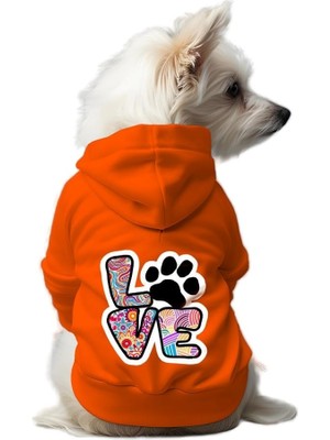 Die Grup Mpz Pets Kedi ve Köpek Kıyafeti & Elbisesi Turuncu Hoodie Love Xs