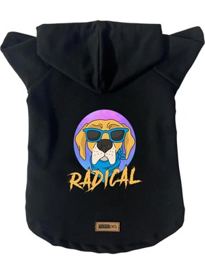 Die Grup Monopetz Kapişonlu Polar Sweatshirt Köpek ve Kedi Kıyafeti & Elbisesi Siyah Radical S