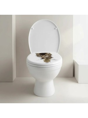 Uravas Store 3D Kedi Tasarımlı Klozet Sticker Etiketi 18X27 cm