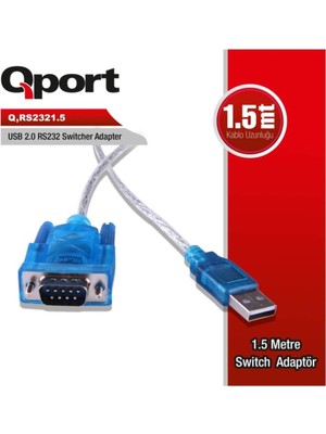 Die Grup Qport Q RS2321.5 USB 2.0 Dan RS232 Portuna ve Parelel Porta 1 .5 Metre Çevirici Kablo