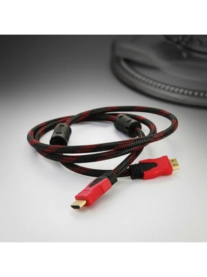 Uravas Store Örgü Kaplamalı HDMI Bağlantı Kablosu 1.5 Metre Altın Uçlu Filtreli Görüntü Ses Aktarım Kablosu
