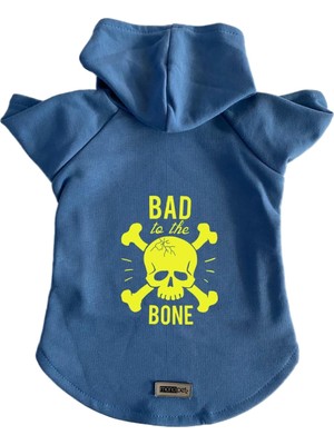 Die Grup Monopetz Kapişonlu Sweatshirt Köpek ve Kedi Kıyafeti - Mavi Bad To The Bone L Beden