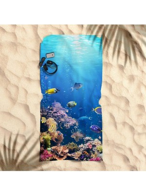 Die Grup Gift Duvet Cover Akvaryum Desen Baskılı Plaj Havlusu Çok Renkli Tek Ebat