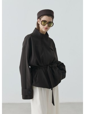 Moda Aksa 2119 Selection Bel Kemerli Ceket Kahve