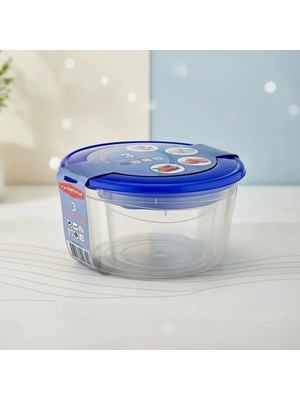 Uravas Store Şeffaf Gövdeli Mavi Kapaklı 3 Boy Gıda Saklama Kabı Seti Bpa Içermeyen