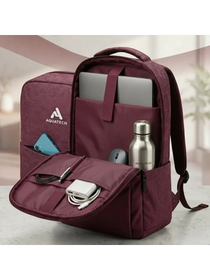 Uravas Store Bordo Laptop ve Tablet Taşıma Sırt Çantası Dolgulu Bölmeli Organizer Cepli