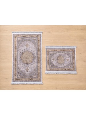 Die Grup Aksu Brillant 2'li Banyo Paspas Seti Kaydırmaz Tabanlı Püsküllü Banyo Halısı 60X100CM & 50X60CM (A2-6)
