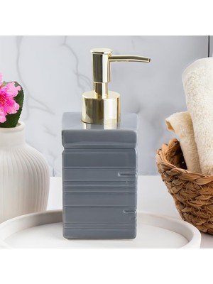 Die Grup Porsima 3206 Seramik Sıvı Sabunluk - Tezgah Üstü Banyo Mutfak Lavabo Sabunluğu - 275 cc Antrasit
