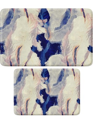 Die Grup Sevimli Tasarımlı Mikrofiber 2'li Takım Banyo Paspası, Kaymaz Taban, Makinede Yıkanabilir (40X60_50X80)