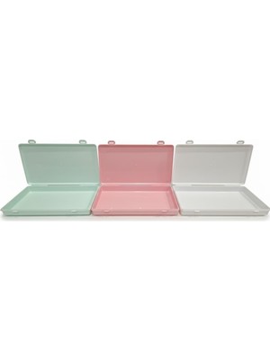 Die Grup Maske Saklama Kabı 20X11 cm – Sert Plastik Kapaklı Hijyenik Maske Kutusu, Çok Amaçlı Organizer, Karışık Renk (Maske, Kozmetik, Aksesuar)