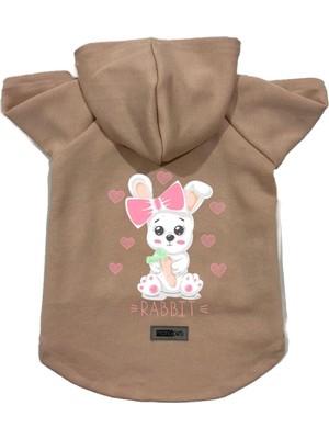 Die Grup Monopetz Kapişonlu Polar Sweatshirt Köpek ve Kedi Kıyafeti & Elbisesi Bej Rabbit Xl