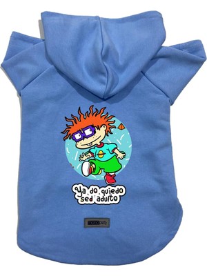 Die Grup Monopetz Kapişonlu Polar Sweatshirt Köpek ve Kedi Kıyafeti & Elbisesi Mavi Rugrats Carlitos S