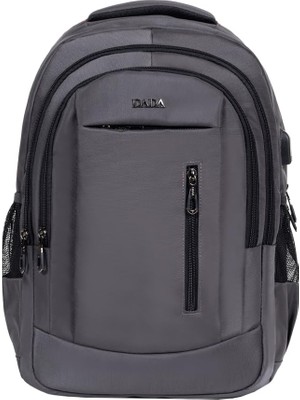 Die Grup Dada 05 Laptop Dizüstü Bilgisayar Çantası 14"-15,6" Inç Ortaokul Lise Üniversite Okul Çantası Unisex Gündelik Kadın Erkek Sırt Çantası USB Type-C Aparat Darbe Emici Koruma Su Geçirmez Kumaş (Uzay Gri)