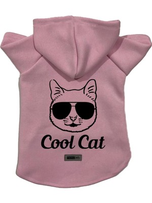 Die Grup Monopetz Kapişonlu Polar Sweatshirt Köpek ve Kedi Kıyafeti & Elbisesi Pembe Cool Cat Xs
