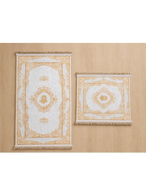 Die Grup Aksu Brillant 2'li Banyo Paspas Seti Kaydırmaz Tabanlı Püsküllü Banyo Halısı 60X100CM & 50X60CM (A2-2)