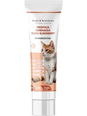 Die Grup Kahu Naturals Immunovital Malt Kedi Vitamin Takviyesi, Beta Glukan, Ekinezya, Propolis, KARAMÜRVER,100 ml