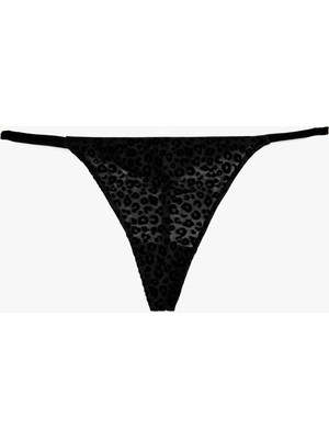 Aesco Leopar Desenli Tül String Külot