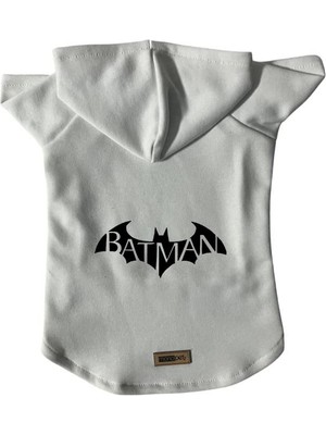 Die Grup Monopetz Kapişonlu Sweatshirt Köpek ve Kedi Kıyafeti & Elbisesi - Beyaz Batman Xl Beden