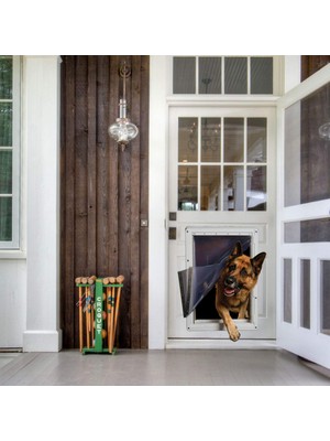 Die Grup Ideal Pet Products Designer Series Ruff-Weather Teleskopik Çerçeveli Evcil Hayvan Kapısı, Süper Büyük, 38 cm x 59 cm Kapak Boyutu