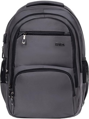 Die Grup Dada 04 Ortaokul Lise Üniversite Okul Çantası Laptop Dizüstü Bilgisayar Çantası 14"-15,6" Inç Unisex Gündelik Kadın Erkek Sırt Çantası USB Type-C Aparat Darbe Emici Koruma Su Geçirmez Kumaş (Uzay Gri)