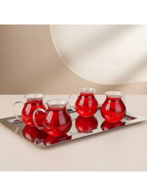 Uravas Store Sıcak Soğuk Içecekler Için 200 ml Kulplu Borosilikat Cam Bardak 6'lı Set