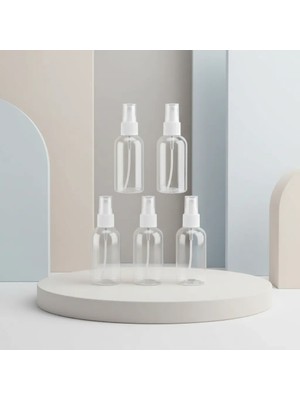 Uravas Store 50 ml Şeffaf Plastik Seyahat Sprey Şişesi Ince Sis Püskürtmeli ve Sızdırmaz Kapaklı