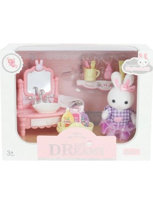 Die Grup Mega Oyuncak 6621 5 Bay Dream Mini Tavşan Lavabo Seti Oyuncak Figür Banyo Aksesuarları 3 Yaş Üzeri