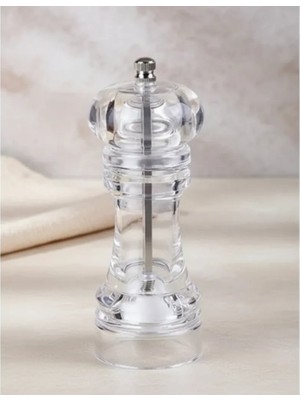 Uravas Store Kompakt 13 cm Akrilik Baharat Öğütücü Şeffaf Tuz ve Karabiber Değirmeni