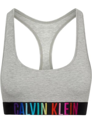 Aesco Calvin Klein Marka Logolu Elastik Bantlı Spor Sütyeni, Xs, 000QF7831E, Gri, Kadın
