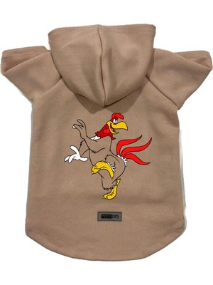 Die Grup Monopetz Kapişonlu Polar Sweatshirt Köpek ve Kedi Kıyafeti & Elbisesi Bej Fog Horn S