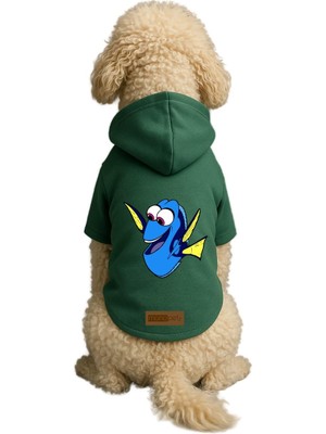 Die Grup Monopetz Baskılı Içi Polarlı Köpek ve Kedi Kıyafeti & Elbisesi - Yeşil Renk Kapüşonlu Hoodie B11AD, 5xl