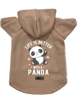 Die Grup Monopetz Kapişonlu Polar Sweatshirt Köpek ve Kedi Kıyafeti & Elbisesi - Pudra Panda L Beden