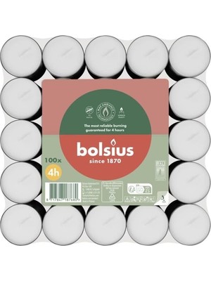 Die Grup Bolsius Tealight Mum 100’LÜ, 4 Saat Uzun Yanma Süreli, Dumansız & Parfümsüz, Beyaz Dekoratif Mum, Doğal Bitki Mumu, Palmiye Yağı Içermez
