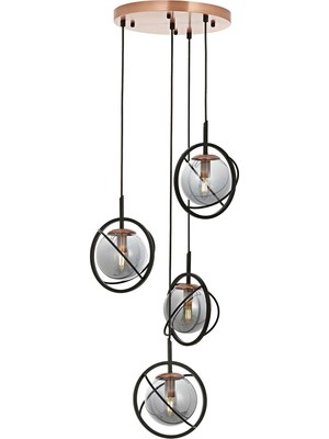 Die Grup Avonni AV-60291-4T-BSY Siyah Boyalı Modern Avize E14 Metal Cam 35CM