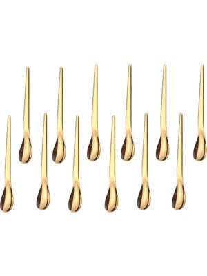 Die Grup 304 Çelik 12 Adet Gold Lüx Modern Çay Kaşığı Kahve Fincan Kaşığı CIN581SR-12X