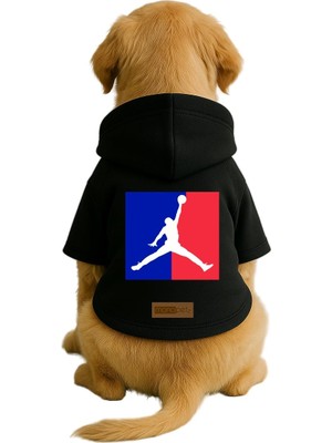 Die Grup Monopetz Baskılı Içi Polarlı Köpek ve Kedi Kıyafeti & Elbisesi - Siyah Renk Kapüşonlu Hoodie BF643, L
