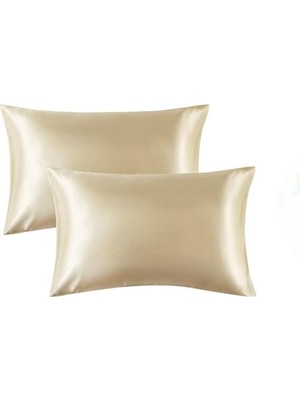 Die Grup Ipeksi Zarafet | Ipek Saten Yastık Kılıfı Seti - 50X70 cm | Lüks Konfor ve Şıklık (Altın, 50 x 70)