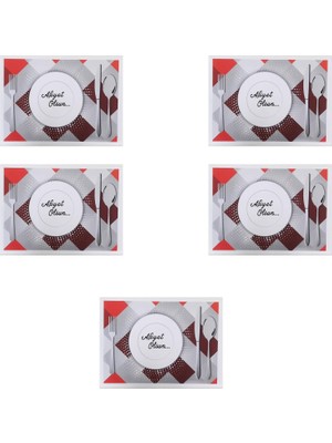Die Grup Amerikan Servis Kağıdı Afiyet Olsun Baskılı Beyaz Masa Örtüsü - 29 x 40 Cm. - 100 Adetlik 5 Paket