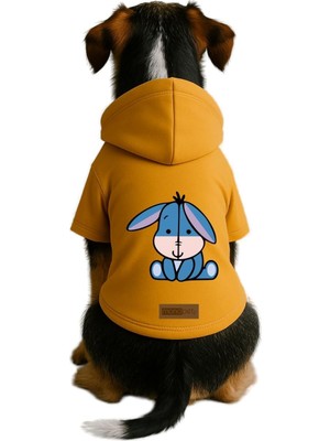 Die Grup Monopetz Baskılı Içi Polarlı Köpek ve Kedi Kıyafeti & Elbisesi - Sarı Renk Kapüşonlu Hoodie BF963, Xs
