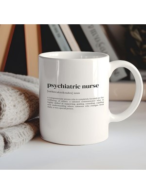 Die Grup Print Dore Psikiyatri Hemşiresi Kahve Kupa, Kahve Kupa, Psikiyatrist Kupa, Komik Ingilizce Kupa