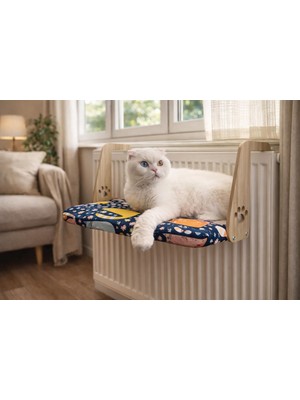 Die Grup Gobypet Always The Best Kalorifer Petek Radyatör Kedi Yatağı Geniş ve Geniş Köpek Yatağı, Askılı Kedi Yatağı (Kedi Desenli)