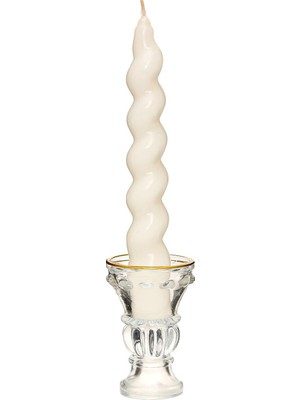 Die Grup Yılbaşı 2'li Twirl Glow Beyaz Şamdan Mum Seti (18 Cm)