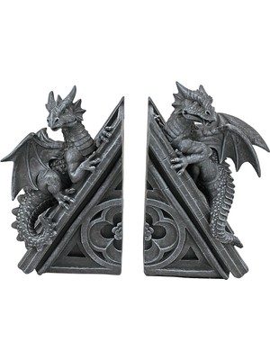 Die Grup Design Toscano Gotik Kale Ejderhası Şeklinde Kitap Desteği, Ölçüler: 12,5 x 4 x 20,5 cm
