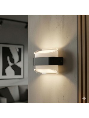 Die Grup Dekoratif Aydınlatma 12W LED Aplik Cata Gozo Dış ve Iç Mekan Duvar Apliği - 3200K Günışığı, IP44, Şeffaf Plexiglass Çerçeve, Modern Bahçe Aplik, Veranda, Teras ve Dış Cephe