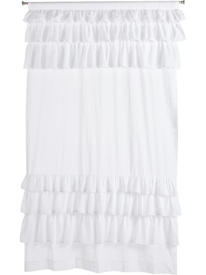 Die Grup Madison Park WIN40-140 Beyaz Oturma Odası Cottage Country Rod Pocket Ruffle Yatak Odası Solid Anna Vual Tek Pencere Perdesi 50X84 1 Panel Paket
